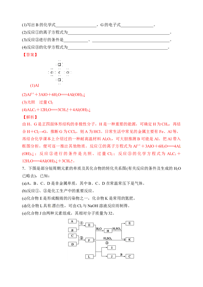 微专题30无机框图推断题常见突破口-备战2022年高考化学考点微专题（解析版）_05高考化学_新高考复习资料_2022年新高考资料_备战2022年高考化学考点微专题