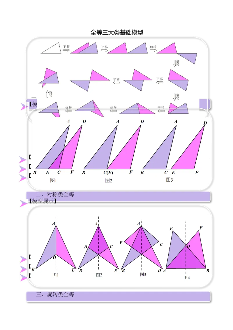 全等三大类基础模型_初中数学人教版_8上-初中数学人教版_旧版_07专项讲练_八年级数学上册全等三角形模型图析高分突破（人教版）