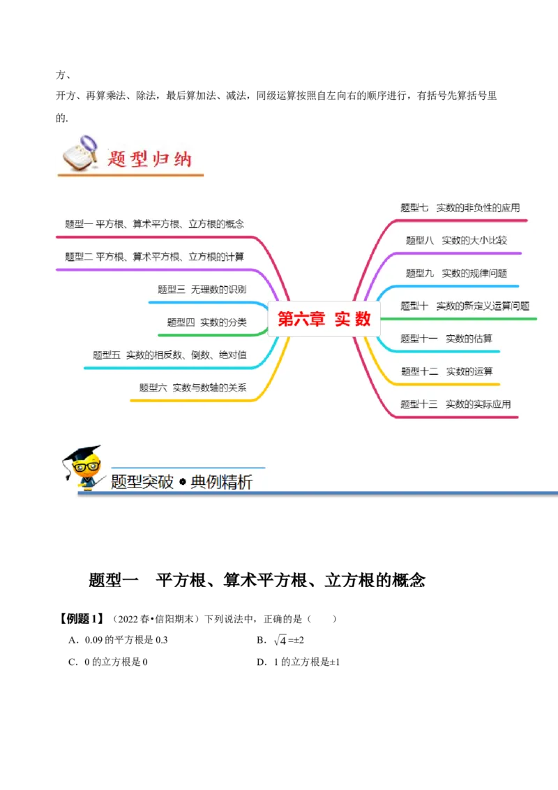 第六章实数知识串讲+热考题型（原卷版）_初中数学人教版_7下-初中数学人教版_7下-初中数学人教版（旧版）赠送_07专项讲练