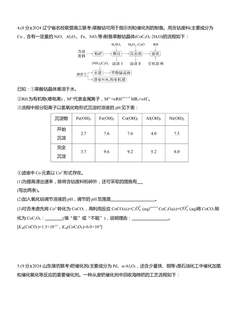 专题六　主观题突破2　化工生产中物质转化条件的控制淘宝店：红太阳资料库_05高考化学_2025年新高考资料_二轮复习_2025年高考化学大二轮_2025化学二轮复习_题型突破练+考前特训