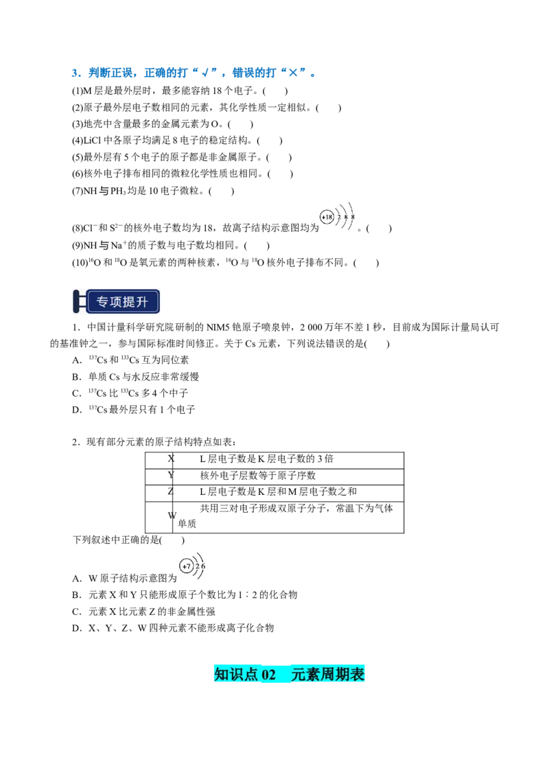 知识清单13元素周期表、元素周期律（原卷版）_05高考化学_2025年新高考资料_一轮复习_上好课2025年高考化学一轮复习知识清单3246985