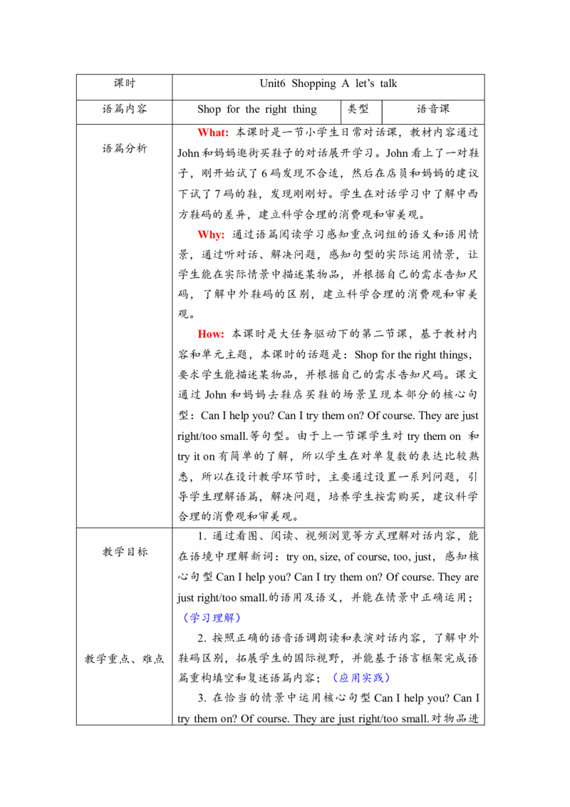 教案_2026春人教四下_29赠送其它资料_旧版四下资料包_大单元教学课件+教学设计-K58_Unit6_Unit6ShoppingAlet'stalk