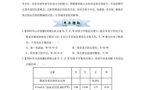 原创（新高考）2021届小题必练7原子结构与元素性质、元素周期律的关系学生版_05高考化学_新高考复习资料_2021新高考资料_2021届（新高考）高考化学小题必练