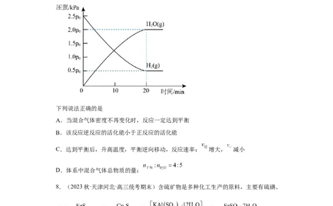 专题十二化学反应速率与化学平衡（专练）-冲刺2023年高考化学二轮复习核心考点逐项突破（原卷版）_05高考化学_新高考复习资料_2023年新高考资料_二轮复习