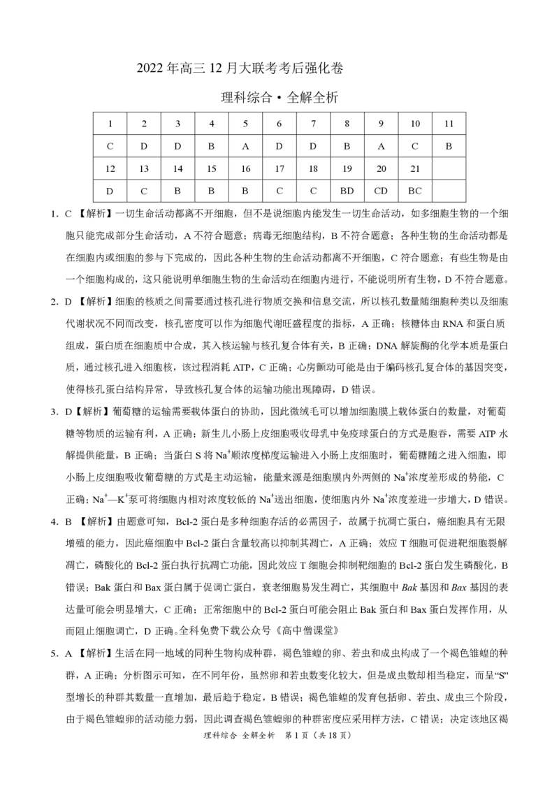 理科综合答案_05高考化学_高考模拟题_全国课标版_2023届河南省部分校高三12月大联考考后强化理综_2023届河南省部分校高三12月大联考考后强化理综