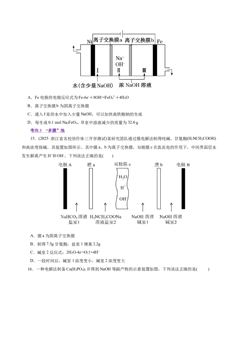 热点专项电化学中离子交换膜的应用（原卷版）_05高考化学_2025年新高考资料_二轮复习_上好课2025年高考化学二轮复习讲练测（新高考通用）3379109_主题三化学反应原理
