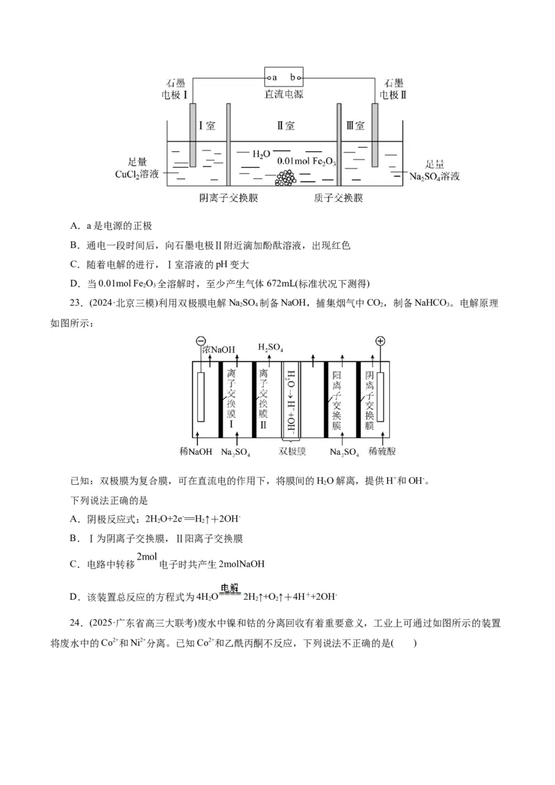 热点专项电化学中离子交换膜的应用（原卷版）_05高考化学_2025年新高考资料_二轮复习_上好课2025年高考化学二轮复习讲练测（新高考通用）3379109_主题三化学反应原理