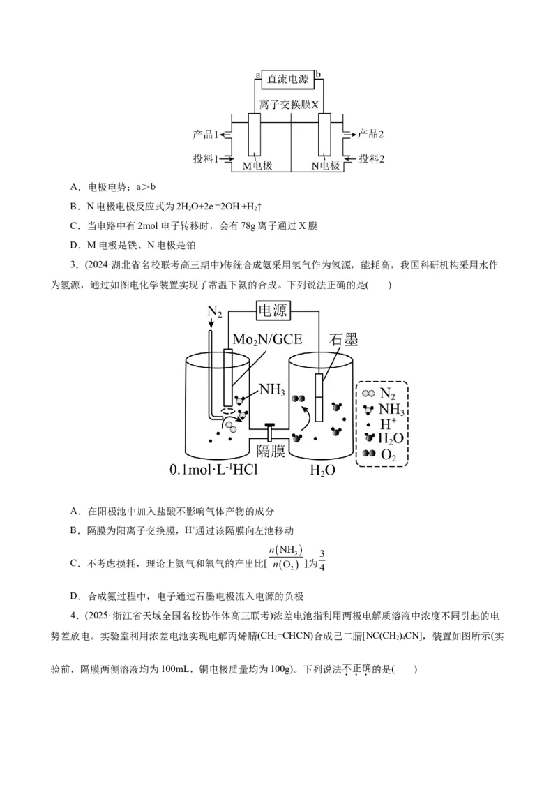 热点专项电化学中离子交换膜的应用（原卷版）_05高考化学_2025年新高考资料_二轮复习_上好课2025年高考化学二轮复习讲练测（新高考通用）3379109_主题三化学反应原理