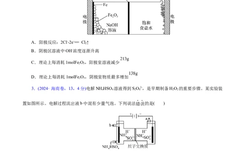 热点专项电化学中离子交换膜的应用（原卷版）_05高考化学_2025年新高考资料_二轮复习_上好课2025年高考化学二轮复习讲练测（新高考通用）3379109_主题三化学反应原理