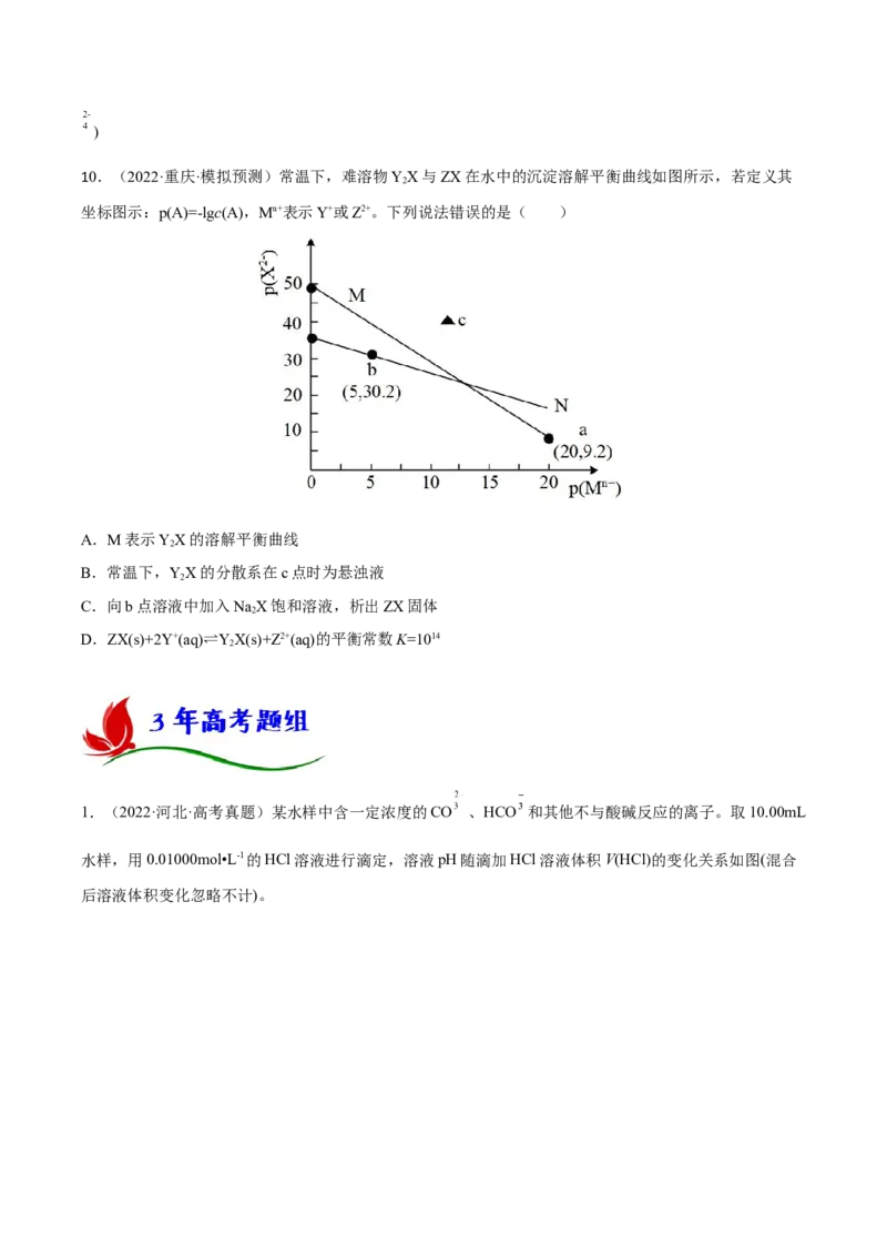 专题八水溶液中的离子平衡（原卷版）_05高考化学_新高考复习资料_2023年新高考资料_二轮复习_题型分类归纳2023年高考化学二轮复习讲与练