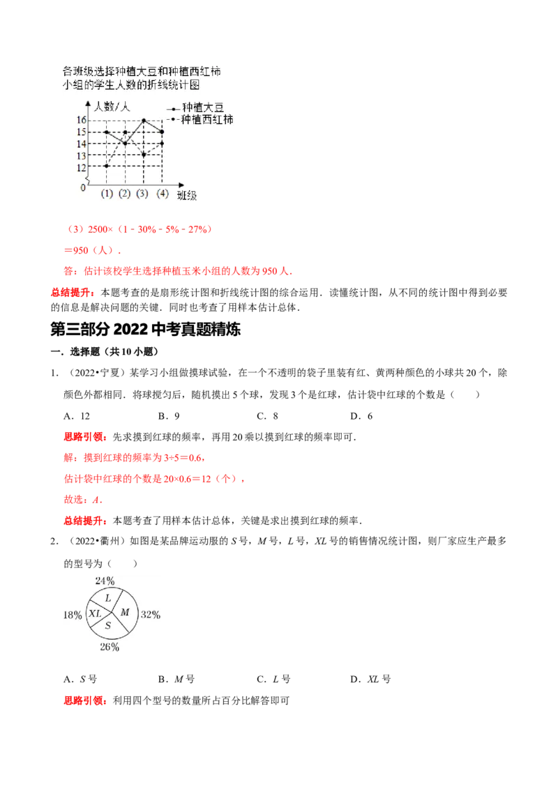 第十章数据的收集、整理与描述考点整合与数学思想渗透及2022中考真题链接（解析版）_初中数学人教版_7下-初中数学人教版_7下-初中数学人教版（旧版）赠送_07专项讲练