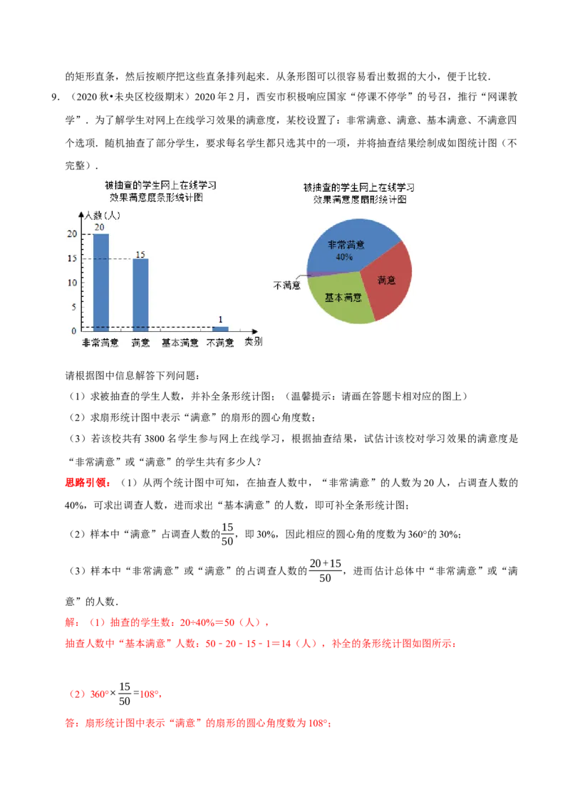 第十章数据的收集、整理与描述考点整合与数学思想渗透及2022中考真题链接（解析版）_初中数学人教版_7下-初中数学人教版_7下-初中数学人教版（旧版）赠送_07专项讲练