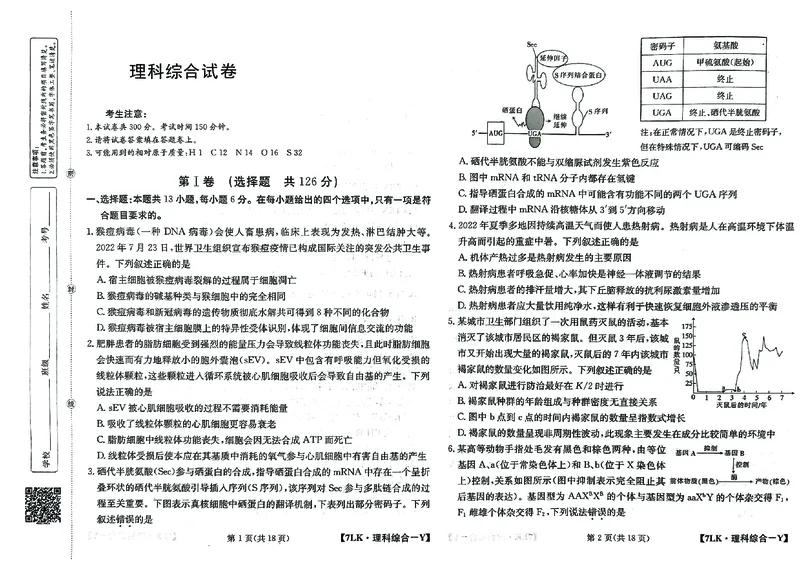 全国名校大联考7LK-Y理综试题_05高考化学_高考模拟题_新高考