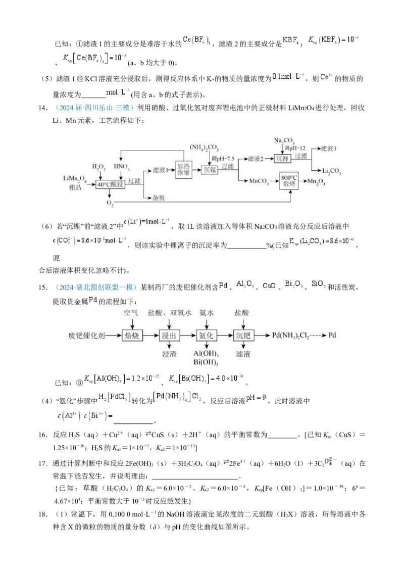 模板01四大平衡常数的综合应用(原卷版)_05高考化学_2025年新高考资料_二轮复习_2025年高考化学答题技巧与模板构建338868722_第二部分主观题突破_化学工艺流程