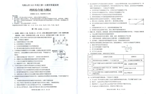 安徽省马鞍山市2022-2023学年高三上学期第一次教学质量监测理综试题_05高考化学_高考模拟题_全国课标版_2023安徽省马鞍山市高三第一次教学质量监测（一模）理综