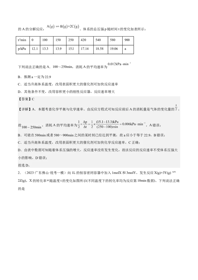 专题十二化学反应速率与化学平衡（专讲）-冲刺2023年高考化学二轮复习核心考点逐项突破（解析版）_05高考化学_新高考复习资料_2023年新高考资料_二轮复习