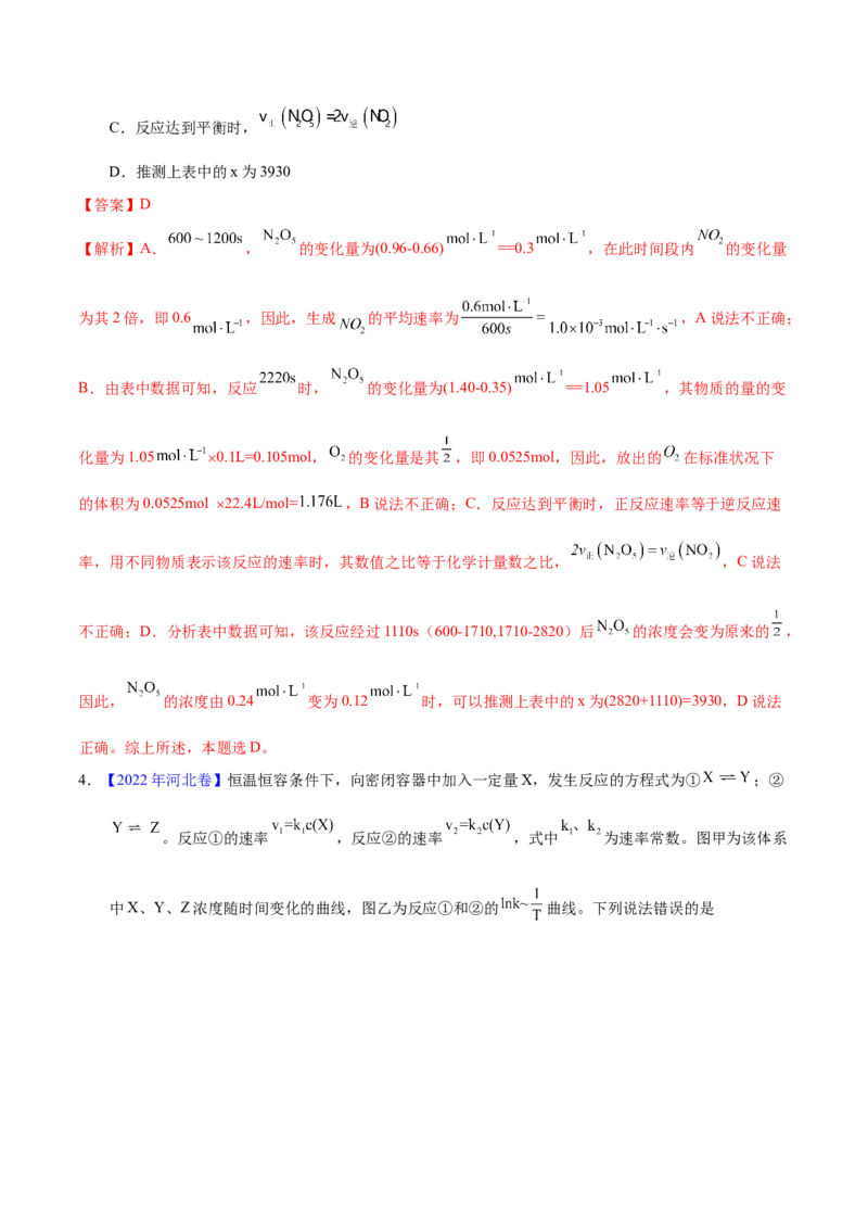 专题十二化学反应速率与化学平衡（专讲）-冲刺2023年高考化学二轮复习核心考点逐项突破（解析版）_05高考化学_新高考复习资料_2023年新高考资料_二轮复习