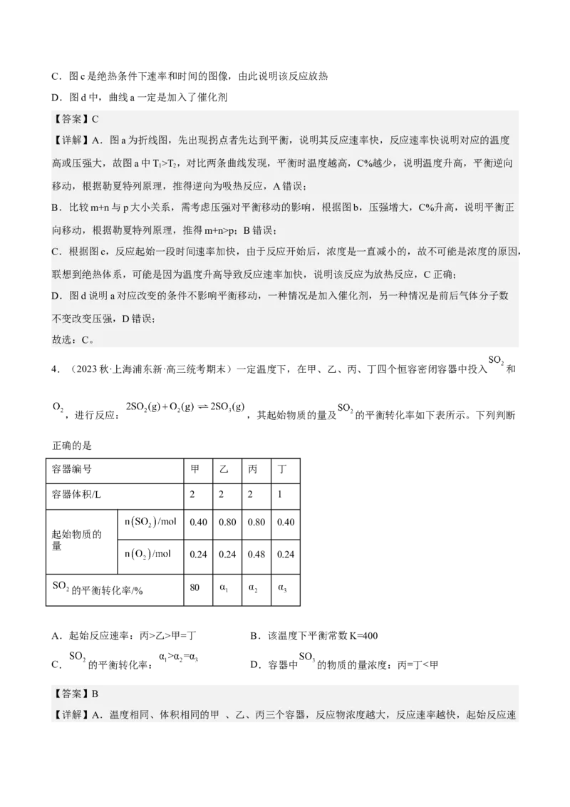 专题十二化学反应速率与化学平衡（专讲）-冲刺2023年高考化学二轮复习核心考点逐项突破（解析版）_05高考化学_新高考复习资料_2023年新高考资料_二轮复习
