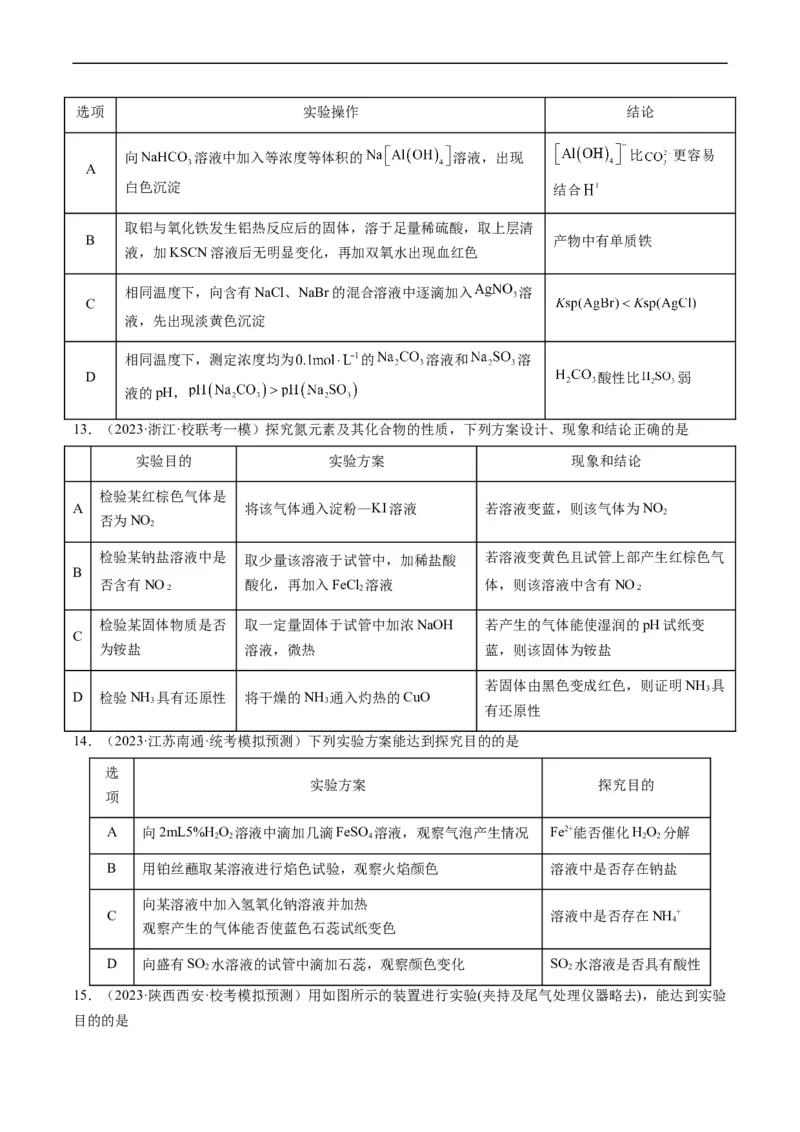 热点02表格型实验方案的设计与评价-2024年高考化学热点&middot;重点&middot;难点专练（新高考专用）（原卷版）_05高考化学_新高考复习资料_2024年新高考资料_❤专项复习资料