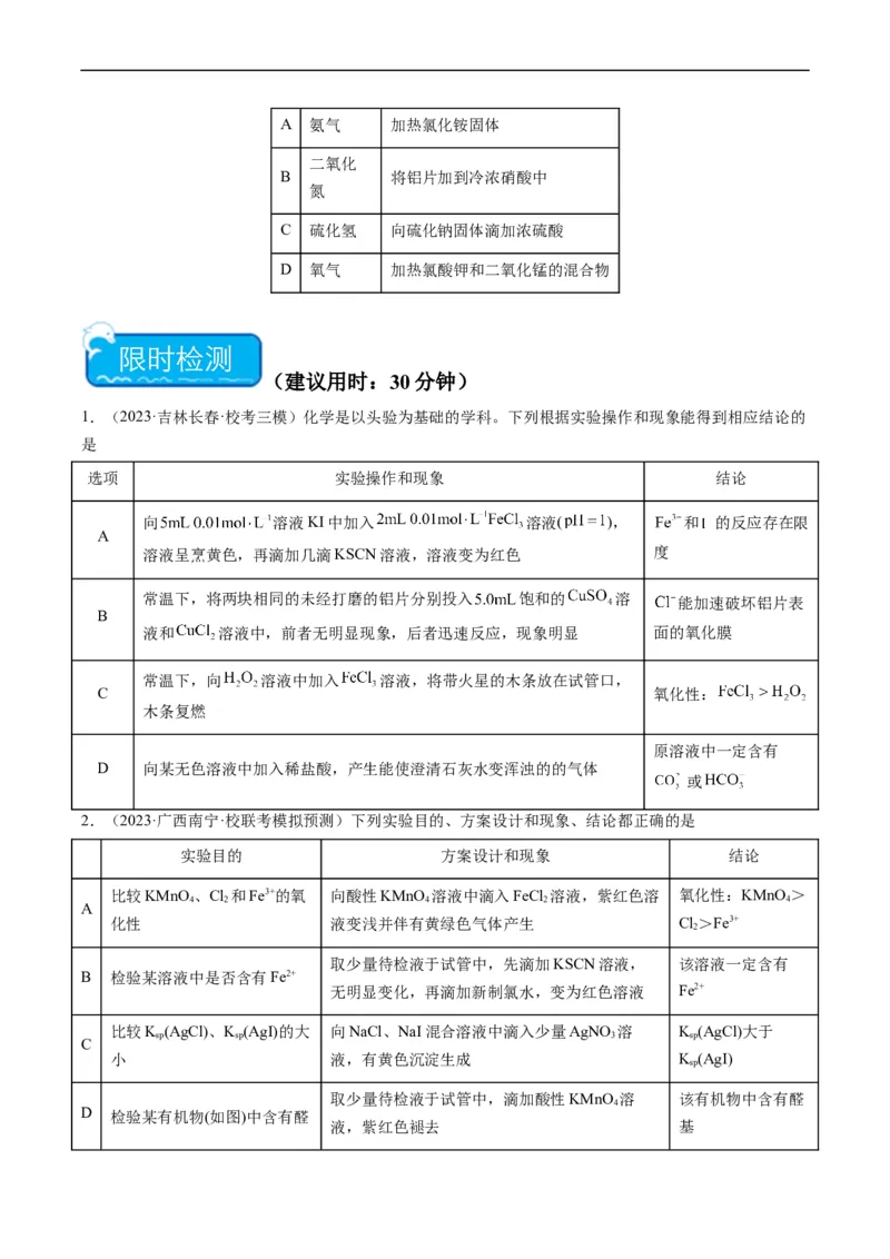 热点02表格型实验方案的设计与评价-2024年高考化学热点&middot;重点&middot;难点专练（新高考专用）（原卷版）_05高考化学_新高考复习资料_2024年新高考资料_❤专项复习资料