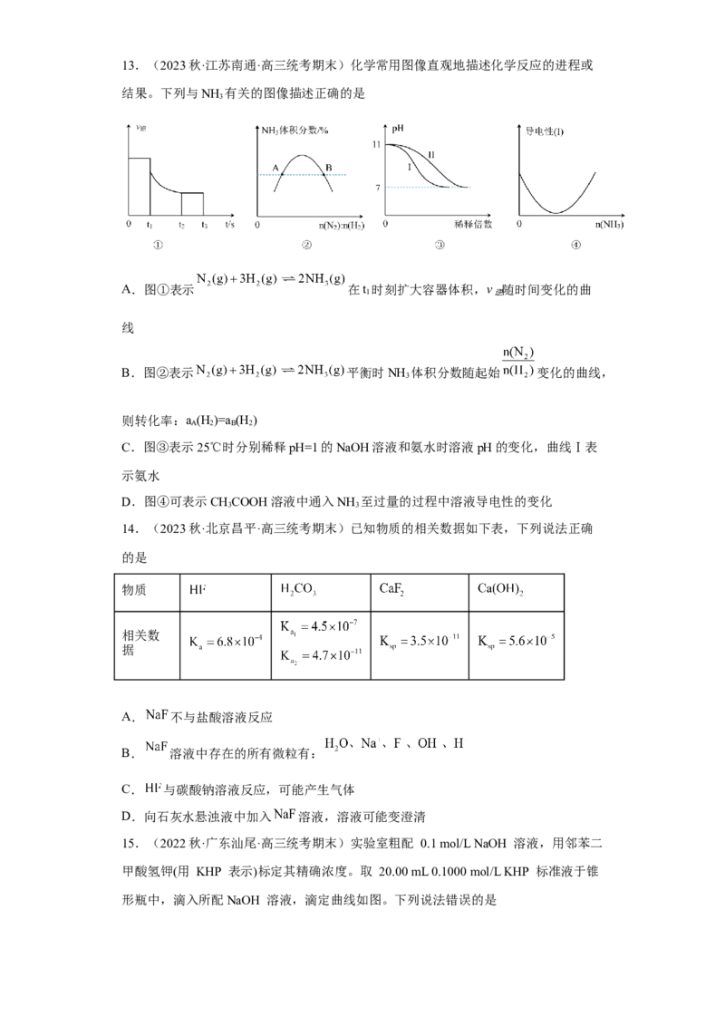 专题十四弱电解质的电离（专练）-冲刺2023年高考化学二轮复习核心考点逐项突破（原卷版）_05高考化学_新高考复习资料_2023年新高考资料_二轮复习