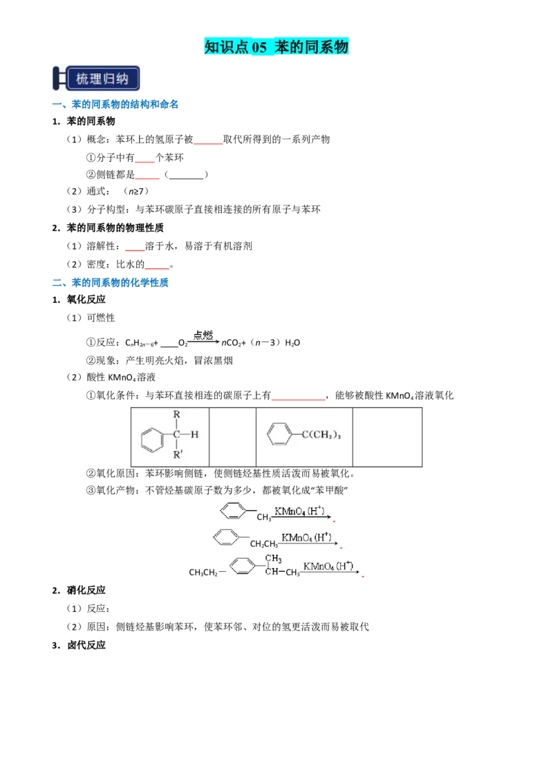 知识清单26烃-口袋书2025年高考化学一轮复习知识清单（新高考专用）（原卷版）_05高考化学_2025年新高考资料_一轮复习_上好课2025年高考化学一轮复习知识清单3246985
