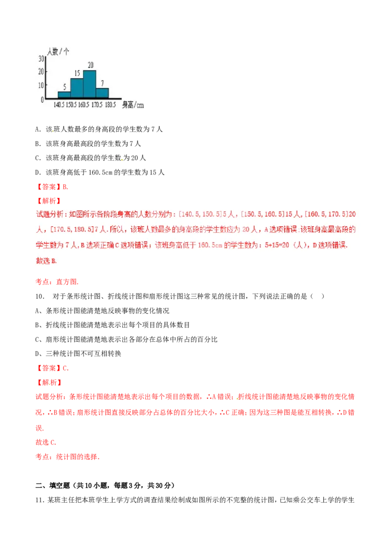 第10章数据的收集、整理和描述（B卷）_初中数学人教版_7下-初中数学人教版_7下-初中数学人教版（旧版）赠送_06习题试卷_2单元测试_单元测试（第2套）