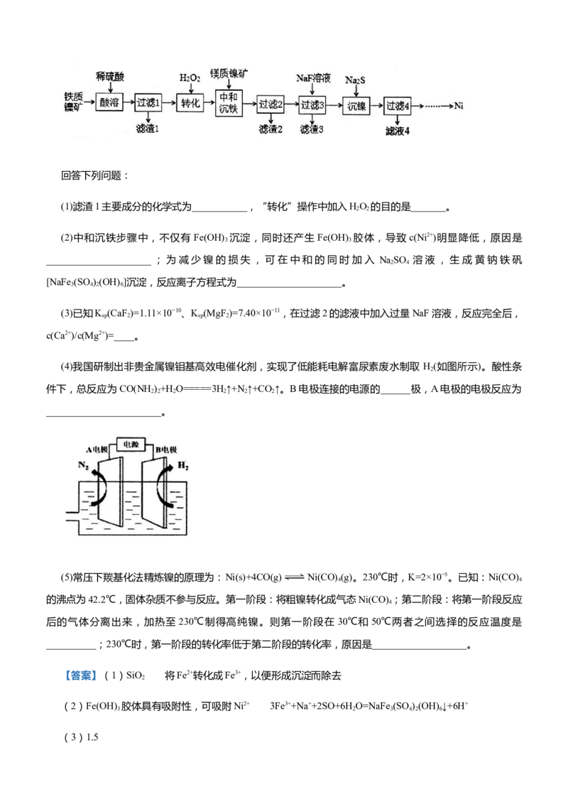 原创（新高考）2021届高三大题优练5除杂提纯类工艺流程教师版_05高考化学_新高考复习资料_2021新高考资料_2021届（新高考）大题优练-化学
