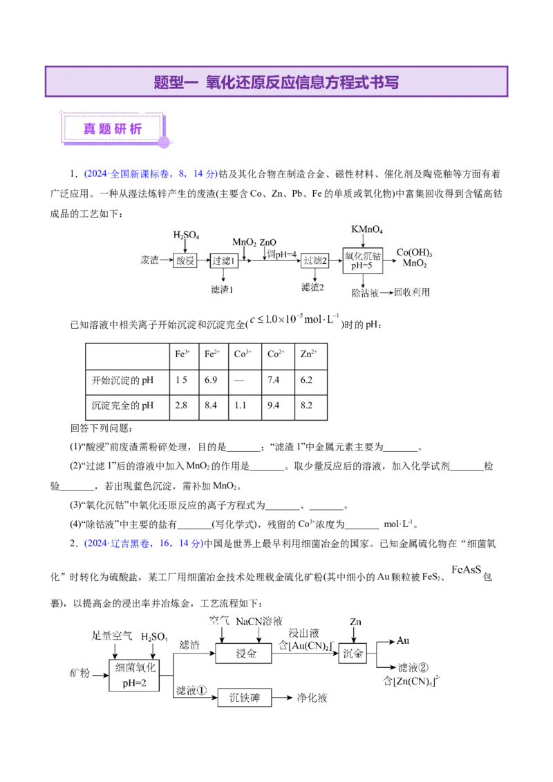 热点专项信息型方程式的书写（原卷版）_05高考化学_2025年新高考资料_二轮复习_上好课2025年高考化学二轮复习讲练测（新高考通用）3379109_主题一化学用语与基本概念