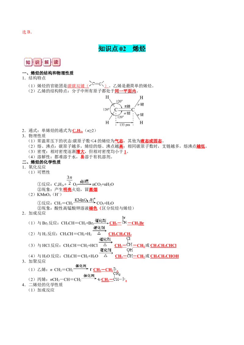 知识清单27+烃-口袋书2024年高考化学一轮复习知识清单_05高考化学_2024年新高考资料_1.2024一轮复习_2024年高考化学一轮复习知识清单