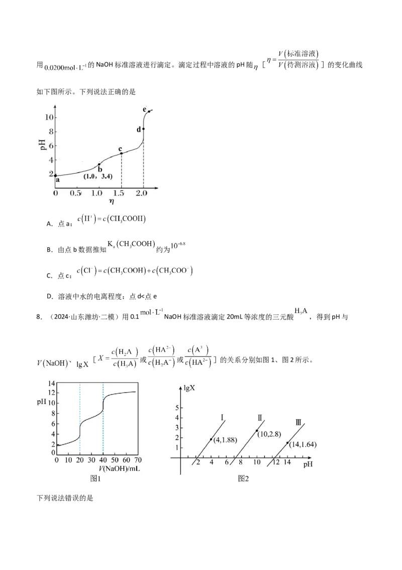 易错专题14水溶液中离子平衡图像（解析版）_05高考化学_2024年新高考资料_5.2024三轮冲刺_2024年高考化学考前易错聚焦