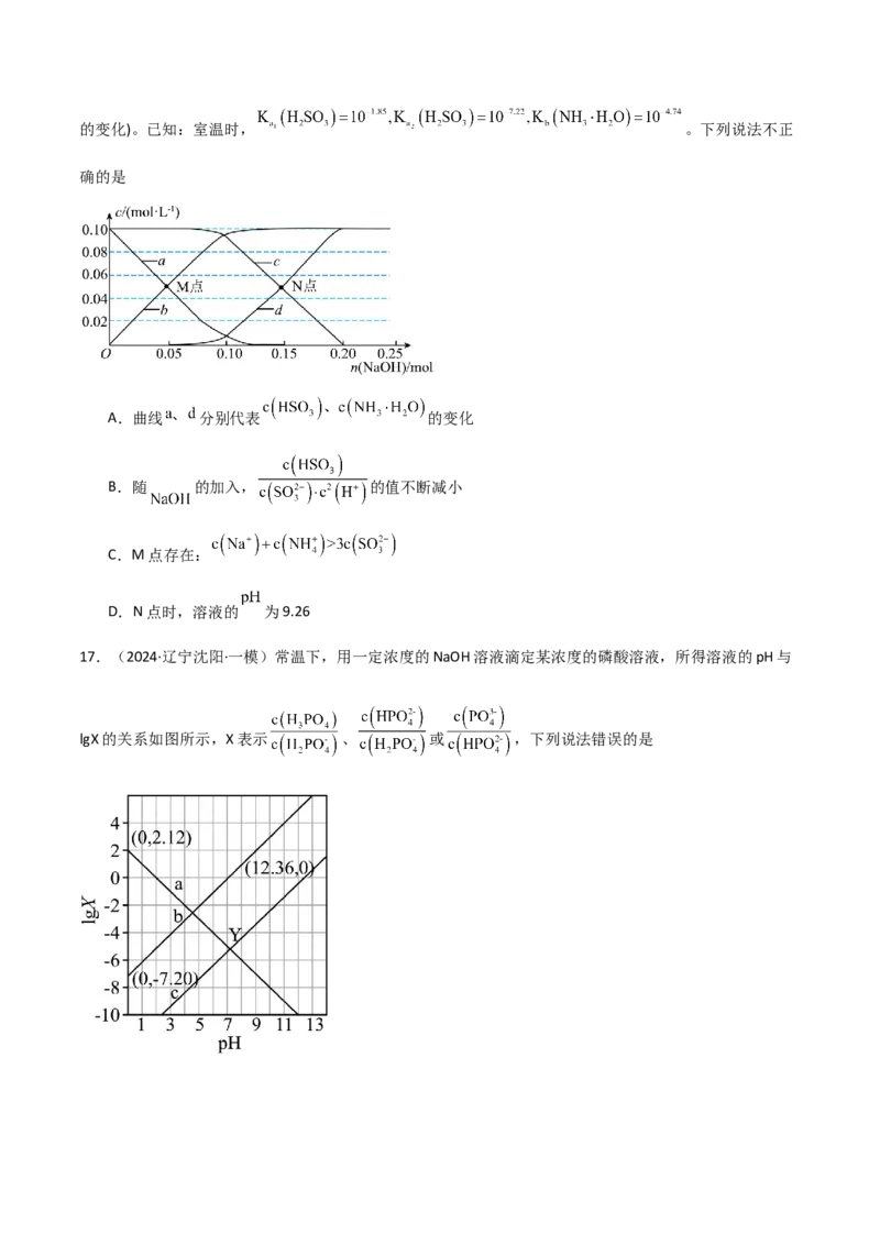 易错专题14水溶液中离子平衡图像（解析版）_05高考化学_2024年新高考资料_5.2024三轮冲刺_2024年高考化学考前易错聚焦