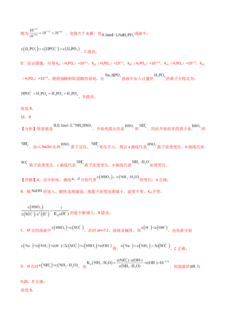 易错专题14水溶液中离子平衡图像（解析版）_05高考化学_2024年新高考资料_5.2024三轮冲刺_2024年高考化学考前易错聚焦