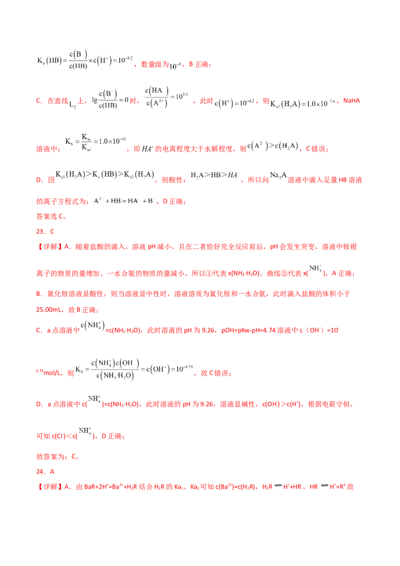 易错专题14水溶液中离子平衡图像（解析版）_05高考化学_2024年新高考资料_5.2024三轮冲刺_2024年高考化学考前易错聚焦