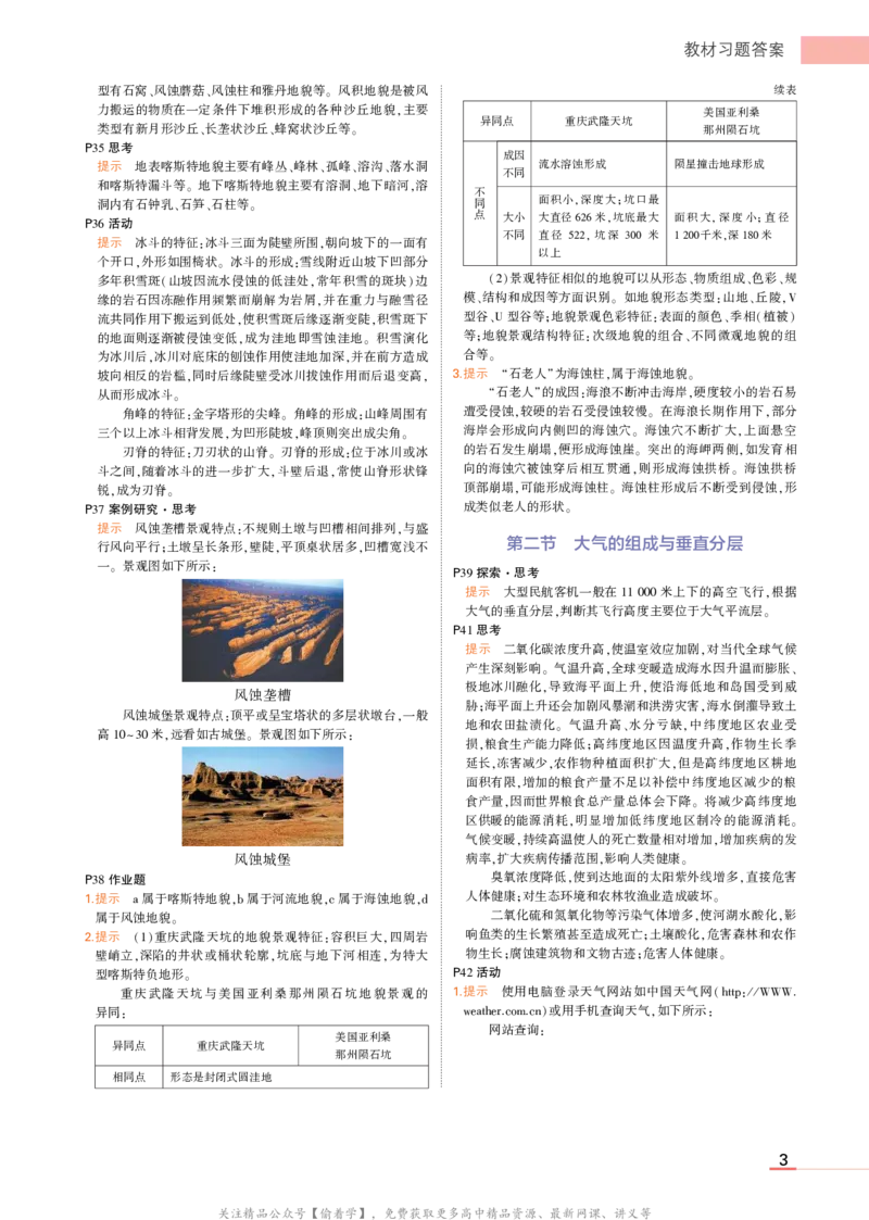 必修第1册中图地理教材习题答案_高中全套电子教材及答案。_02高中教材参考答案_高中地理_中图版