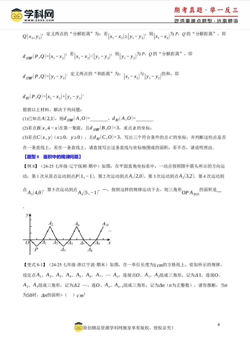 专题9.2平面直角坐标系中的面积问题八大题型（举一反三）（人教版2024）（原卷版）_初中数学人教版_7下-初中数学人教版_7下-初中数学人教版（2025春季新版）持续更新_04专项讲练