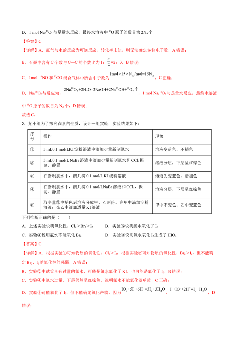 专题四元素及其化合物（解析版）_05高考化学_新高考复习资料_2023年新高考资料_二轮复习_题型分类归纳2023年高考化学二轮复习讲与练