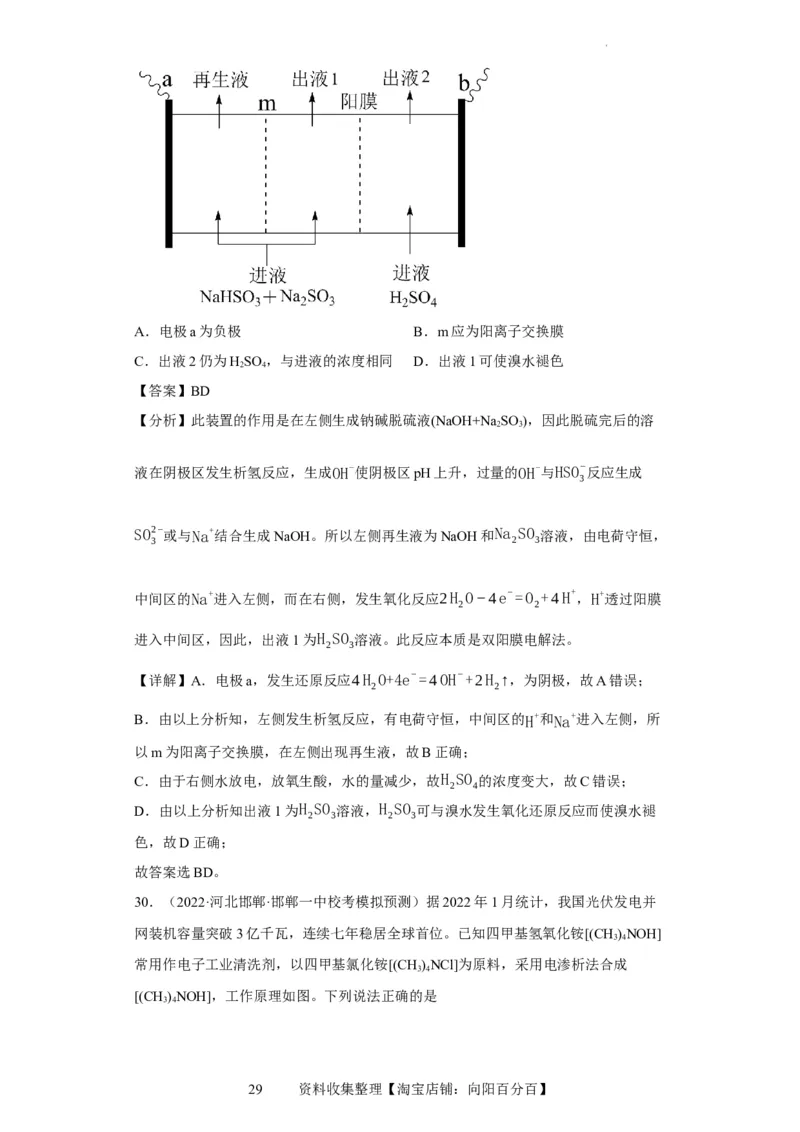 离子交换膜种类的判断（解析版）_05高考化学_新高考复习资料_2024年新高考资料_一轮复习资料_2024届高三化学一轮复习&mdash;专项训练