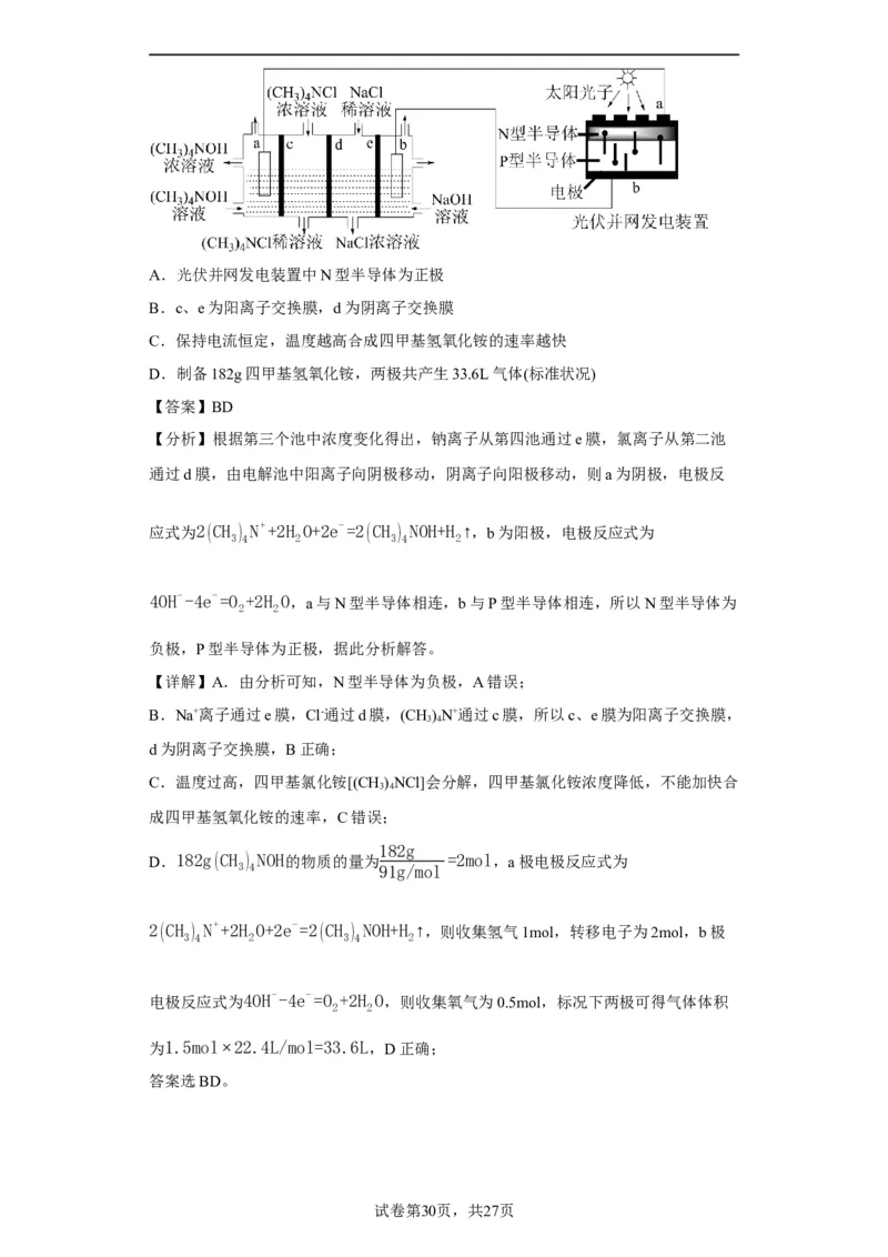离子交换膜种类的判断（解析版）_05高考化学_新高考复习资料_2024年新高考资料_一轮复习资料_2024届高三化学一轮复习&mdash;专项训练