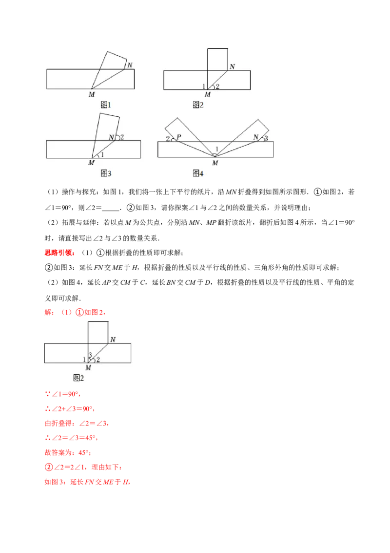 专题4平行线中的翻折求角度问题及角度之间的关系（解析版）_初中数学人教版_7下-初中数学人教版_7下-初中数学人教版（旧版）赠送_07专项讲练