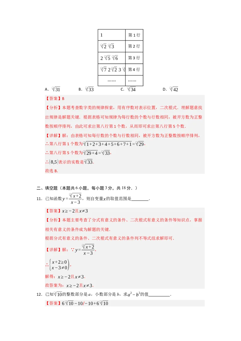 第16章二次根式能力提升测试卷（教师版）_初中数学_八年级数学下册（人教版）_知识解读与题型专练-V14_2025版