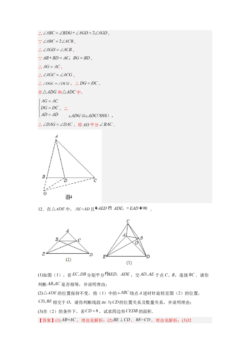 全等三角形综合训练（五）（解析版）_初中数学人教版_8上-初中数学人教版_旧版_07专项讲练_八年级数学上册全等三角形基本模型探究（人教版）