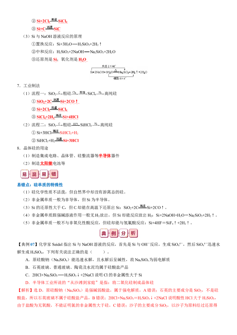 知识清单11++碳、硅及其重要的化合物-口袋书2024年高考化学一轮复习知识清单_05高考化学_2024年新高考资料_1.2024一轮复习_2024年高考化学一轮复习知识清单
