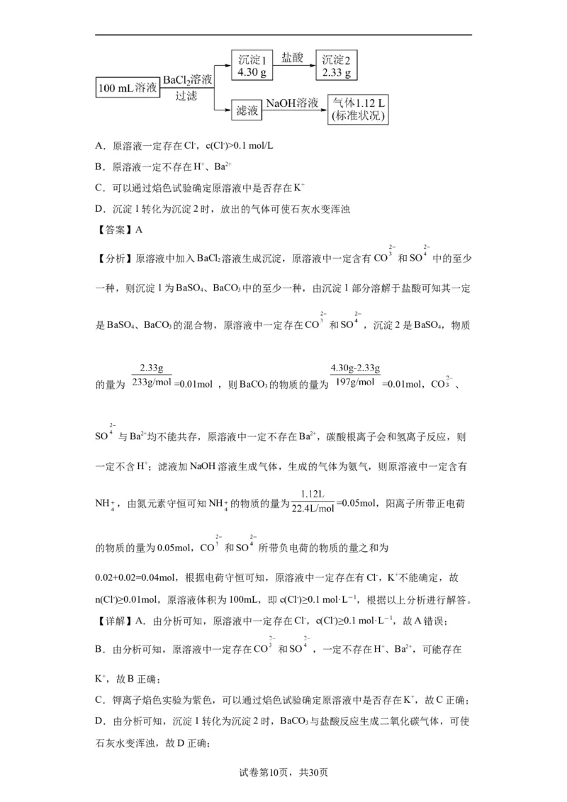 离子的检验和推断（解析版）_05高考化学_新高考复习资料_2024年新高考资料_一轮复习资料_2024届高三化学一轮复习&mdash;专项训练