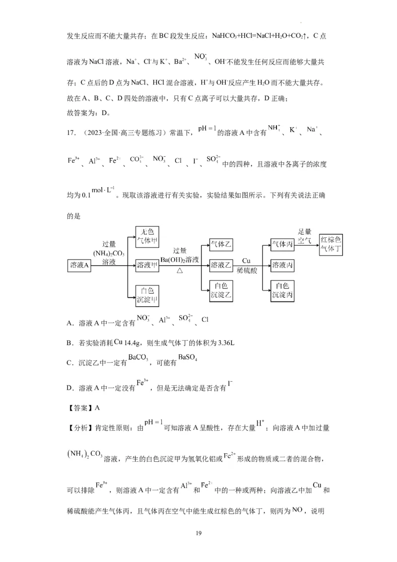离子的检验和推断（解析版）_05高考化学_新高考复习资料_2024年新高考资料_一轮复习资料_2024届高三化学一轮复习&mdash;专项训练