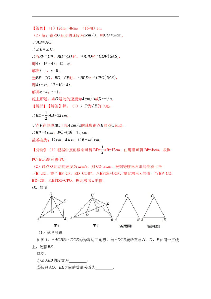 期中期末考前基础练练练-全等三角形（45题）-重要笔记2022-2023学年八年级数学上册重要考点精讲精练(人教版)（解析版）_初中数学人教版_8上-初中数学人教版_旧版_07专项讲练