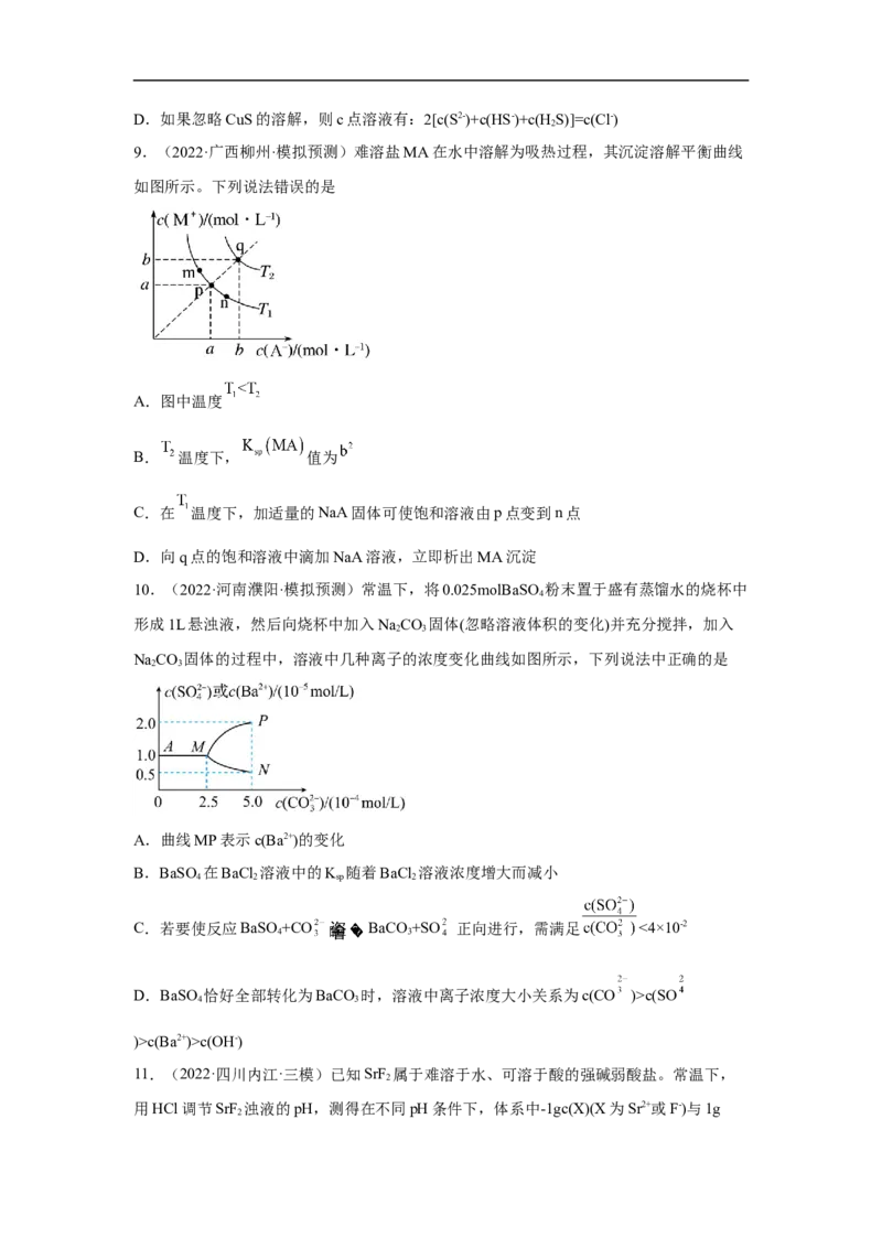 易错点26沉淀溶解平衡-备战2023年高考化学考试易错题（原卷版）_05高考化学_通用版（老高考）复习资料_2023年复习资料_专项复习_备战2023年高考化学考试易错题（全国通用）