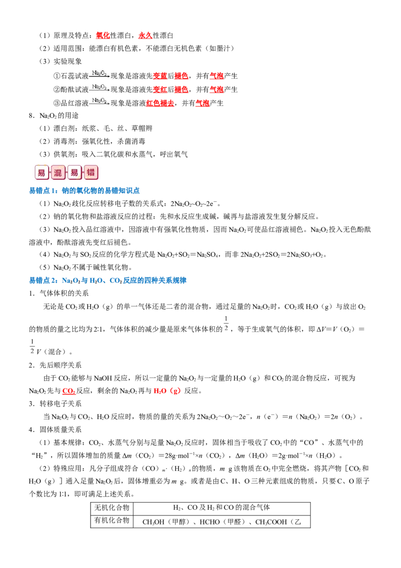 知识清单05++钠及其重要化合物-口袋书2024年高考化学一轮复习知识清单_05高考化学_2024年新高考资料_1.2024一轮复习_2024年高考化学一轮复习知识清单