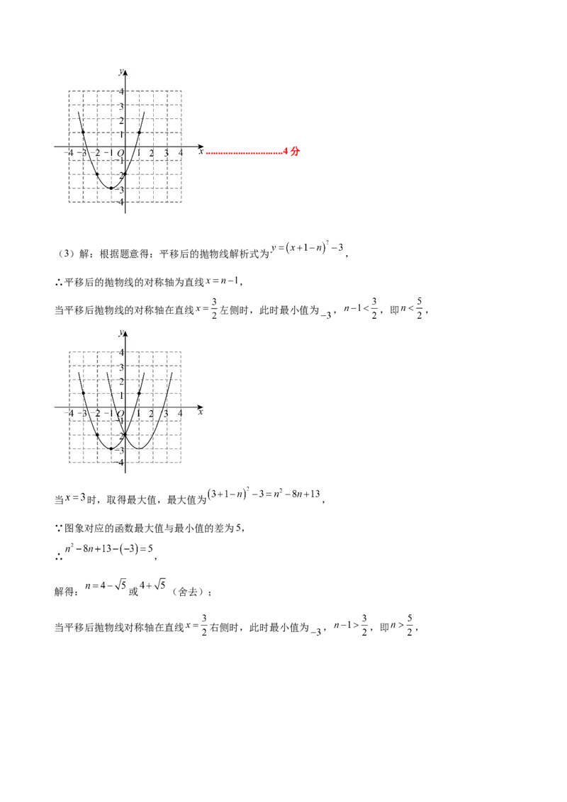 第二十二章二次函数测试&middot;提升卷（答案及评分标准）_初中数学_九年级数学上册（人教版）_知识点汇总-U105_2026版