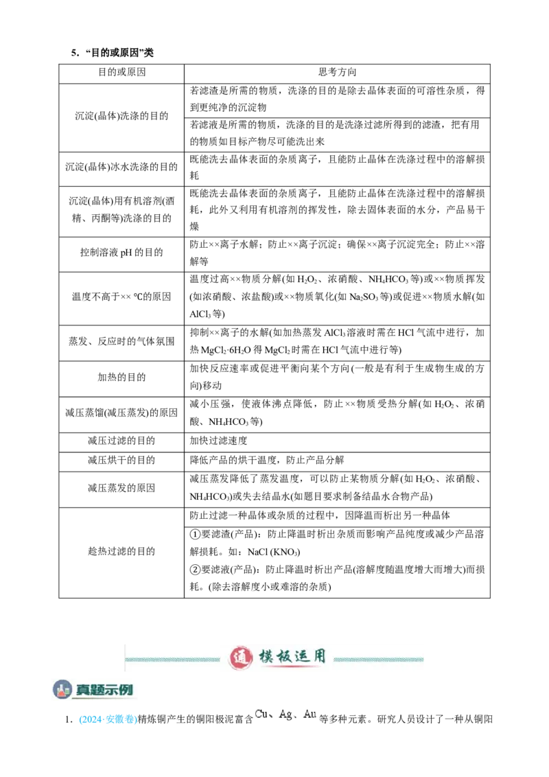 模板04化工流程题解题策略及答题规范(原卷版)_05高考化学_2025年新高考资料_二轮复习_2025年高考化学答题技巧与模板构建338868722_第二部分主观题突破_化学工艺流程